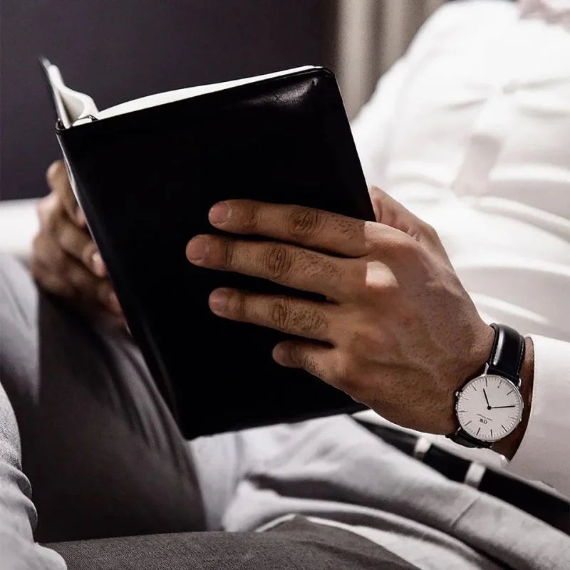 Daniel Wellington Classic Sheffield White Dial Black Leather Strap Watch For Men - DW00100020