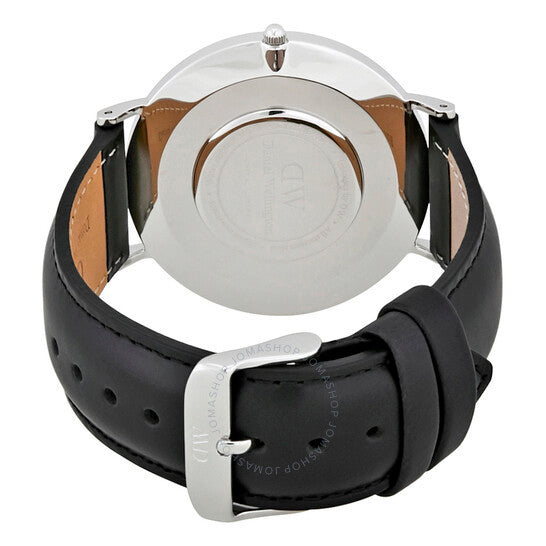 Daniel Wellington Classic Sheffield White Dial Black Leather Strap Watch For Men - DW00100020