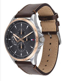 Tommy Hilfiger Shawn Multifunction Grey Dial Brown Leather Strap Watch for Men - 1791615