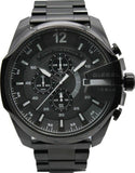 Diesel Mega Chief Chronograph Black Dial Black Steel Strap Watch For Men - DZ4283