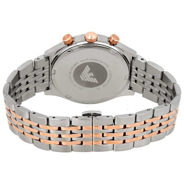 Emporio Armani Zeta Chronograph Quartz White Dial Two Tone Steel Strap Watch For Men - AR1998