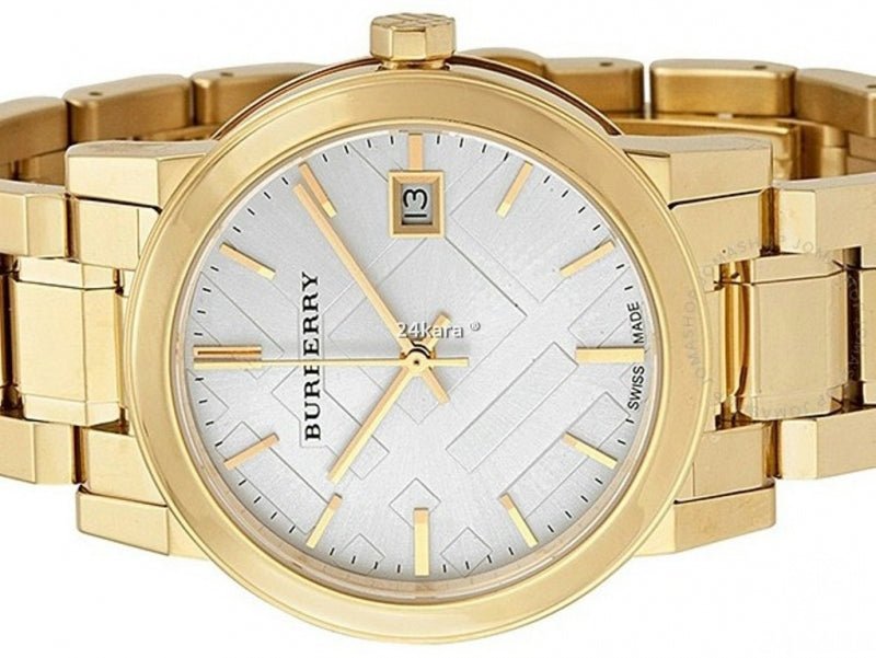 Burberry The City White Dial Gold Steel Strap Watch for Women - BU9103