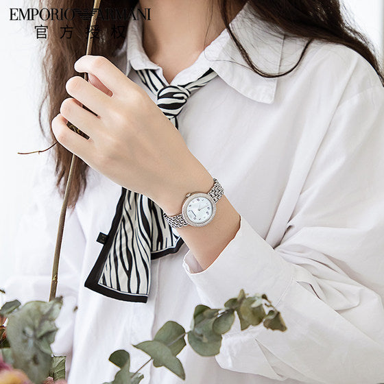 Emporio Armani Rosa Quartz White Dial Silver Steel Strap Watch For Women - AR11354