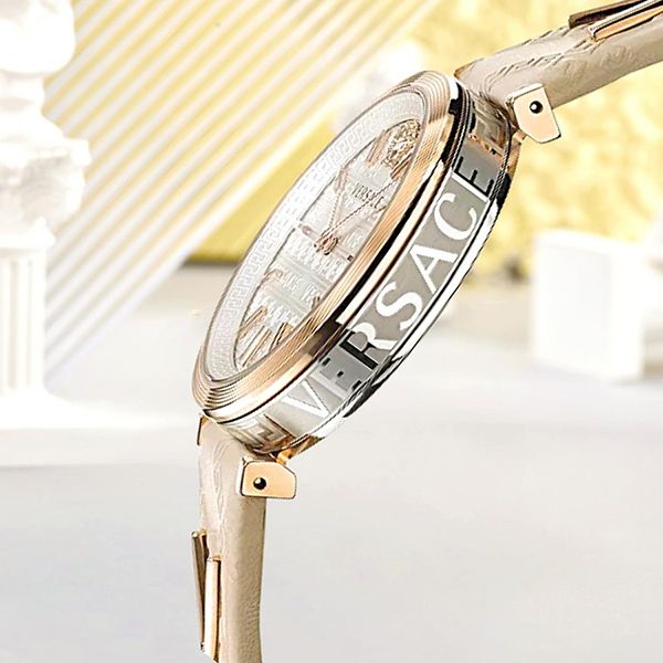 Versace V-Twist White Dial White Leather Strap Watch for Women - VELS00419