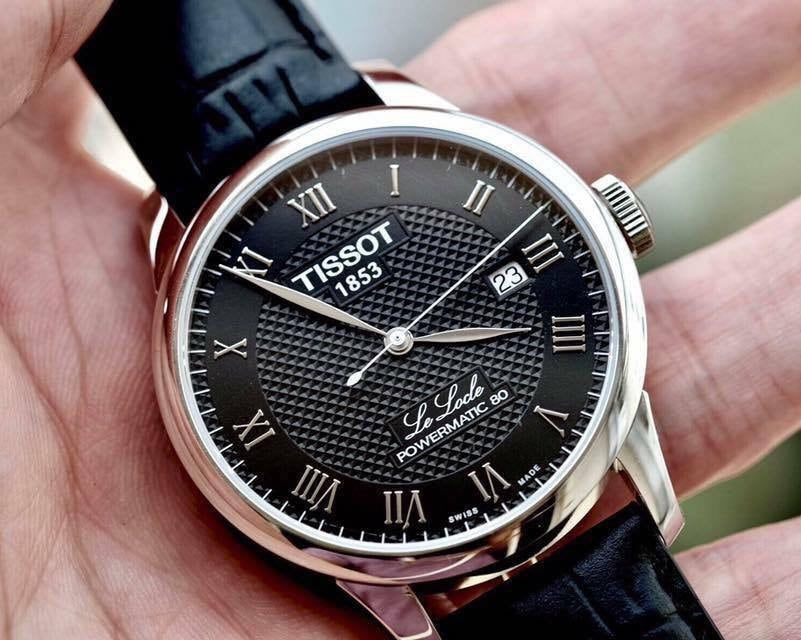 Tissot Le Locle Powermatic 80 Black Dial Black Leather Strap Watch For Men - T006.407.16.053.00