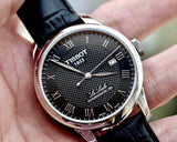 Tissot Le Locle Powermatic 80 Black Dial Black Leather Strap Watch For Men - T006.407.16.053.00