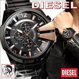 Diesel Mega Chief Chronograph Black Dial Black Steel Strap Watch For Men - DZ4309