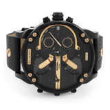 Diesel Mr Daddy 2.0 Chronograph Black Dial Black Leather Strap Watch For Men - DZ7350