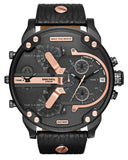 Diesel Mr Daddy 2.0 Chronograph Black Dial Black Leather Strap Watch For Men - DZ7350