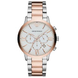 Emporio Armani Giovanni Chronograph Quartz White Dial Two Tone Steel Strap Watch For Men - AR11209