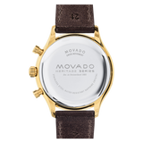 Movado Heritage Chronograph Green Dial Brown Leather Strap Watch For Men - 3650062