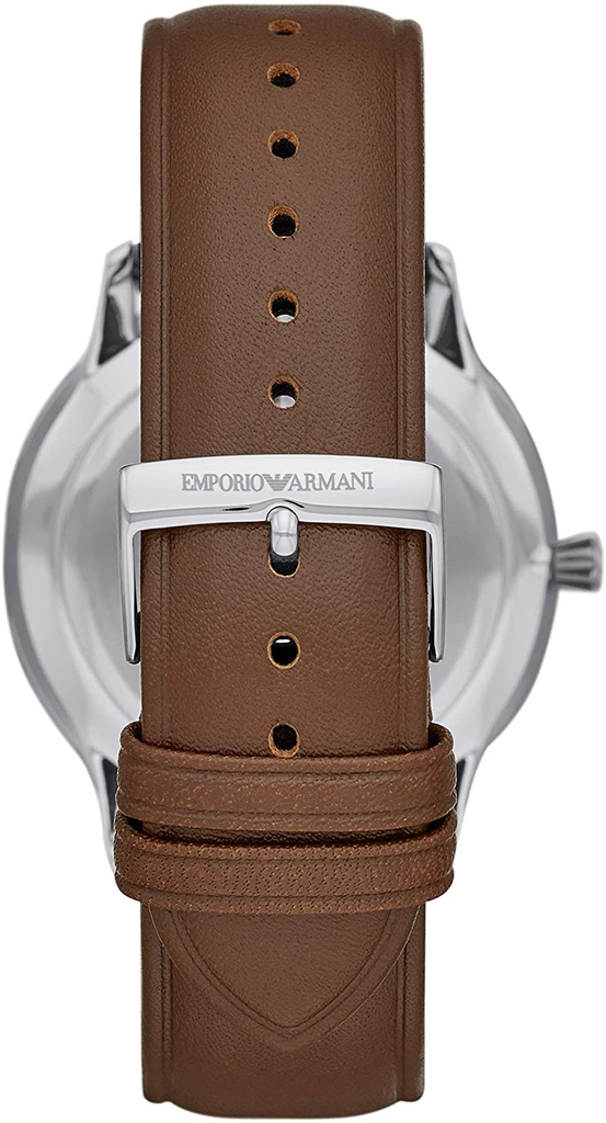 Emporio Armani Giovanni Quartz White Dial Brown Leather Strap Watch For Men - AR11211