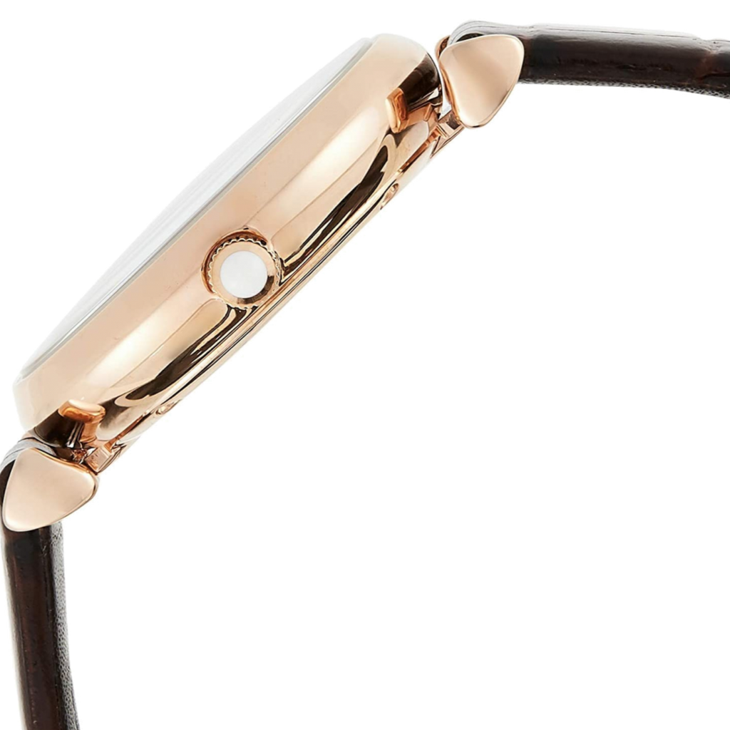 Emporio Armani Gianni T-Bar Silver Dial Brown Leather Strap Watch For Women - AR11269