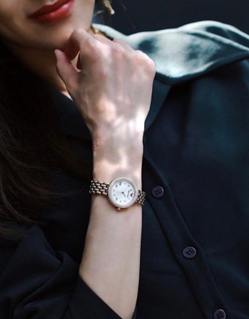 Emporio Armani Rosa Quartz Mother of Pearl White Dial Rose Gold Steel Strap Watch For Women - AR11355