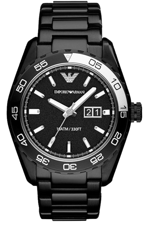 Emporio Armani Sportivo Quartz Black Dial Black Steel Strap Watch For Men - AR6049