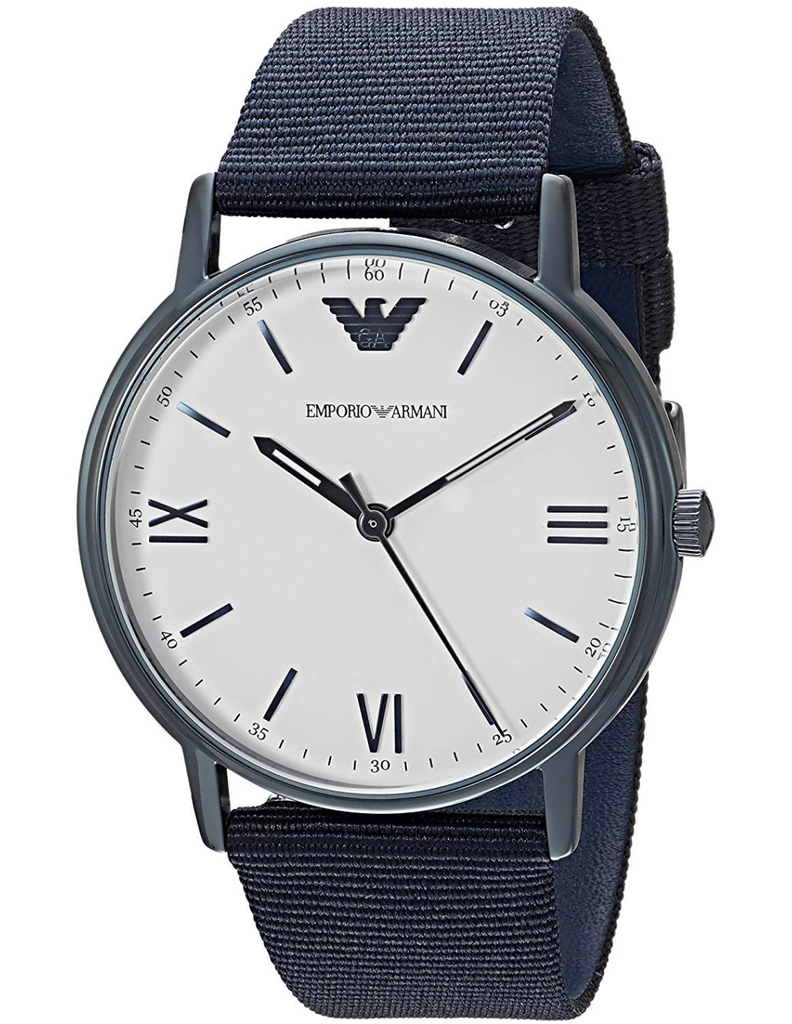 Emporio Armani Luigi Quartz White Dial Blue Mesh Bracelet Watch For Men - AR11025