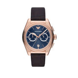 Emporio Armani Federico Chronograph Blue Dial Brown Leather Strap Watch For Men - AR11563
