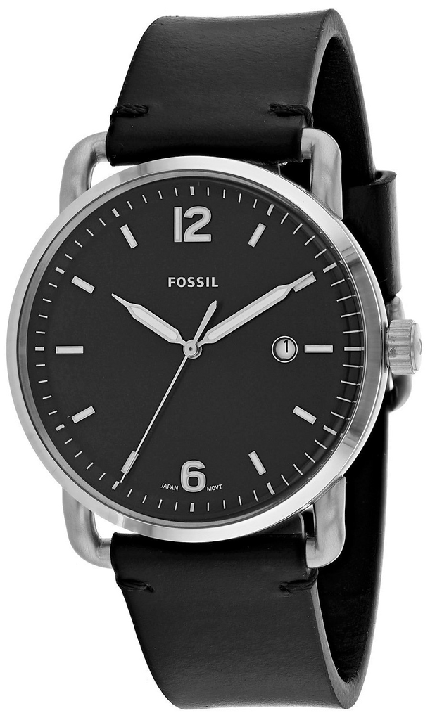 Fossil The Commuter Black Dial Black Leather Strap Watch for Men - FS5406