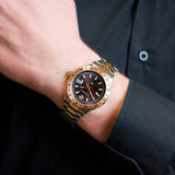 Versace Hellenyium Quartz Brown Dial Two Tone Steel Strap Watch For Men - V11040015