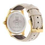 Gucci G Timeless Quartz White Dial White Leather Strap Watch For Women - YA126580A