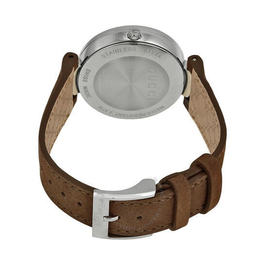 Gucci Interlocking G Brown Dial Brown Leather Strap Watch For Women - YA133319