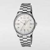Gucci G Timeless Diamonds White Dial Silver Steel Strap Watch for Women - YA1265064