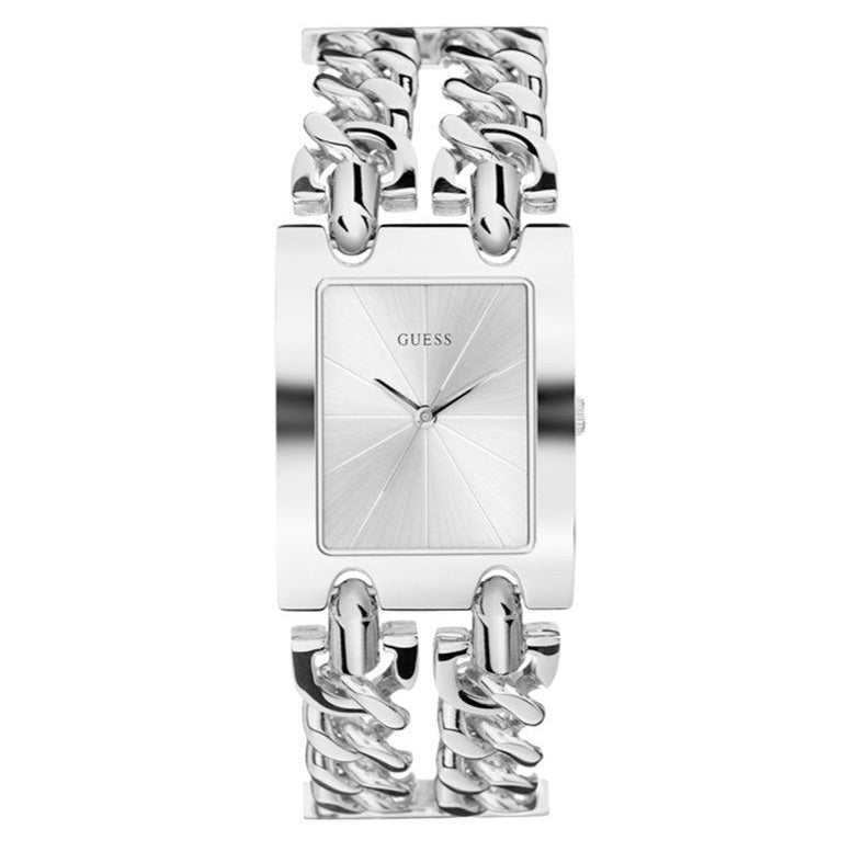Guess Mod Heavy Metal Silver Dial Silver Steel Strap Watch For Women - W1117L1