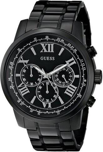 Guess Horizon Chronograph Black Dial Black Steel Strap Watch For Men - W0379G2