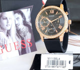 Guess Solar 40mm Black & Rose Gold Dial Black Rubber Strap Watch For Women - W1135L4