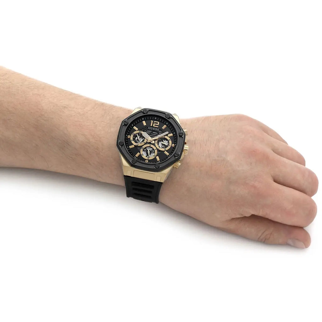 Guess Momentum Black Dial Black Rubber Strap Watch for Men - GW0263G1