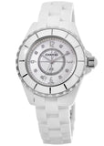 Chanel J12 Diamonds Quartz Ceramic White Dial White Steel Strap Watch for Women - J12 H2422