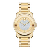 Movado Bold Pave Gold Dial Gold Steel Strap Watch For Women - 3600255