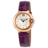 Cartier Ballon Bleu Diamonds White Dial Pink Leather Strap Watch for Women - WE902050