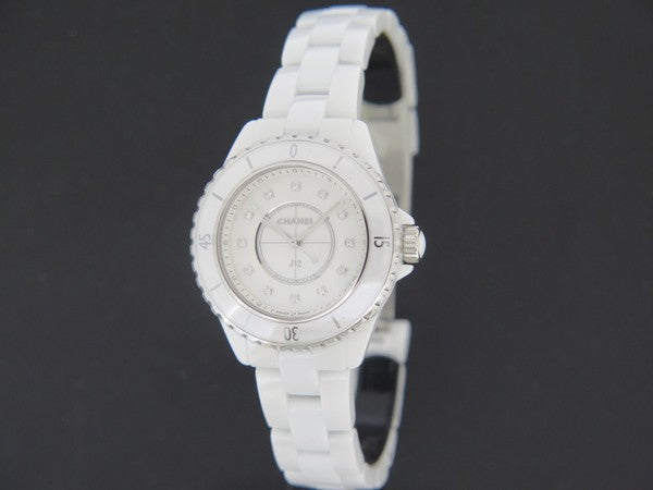 Chanel J12 Diamonds Quartz Ceramic White Dial White Steel Strap Watch for Women - J12 H2422