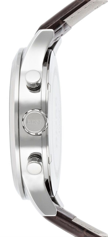 Hugo Boss Aeroliner Chronoraph White Dial Brown Leather Strap Watch For Men - 1512447