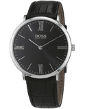 Hugo Boss Jackson Black Dial Black Leather Strap Watch for Men - 1513369