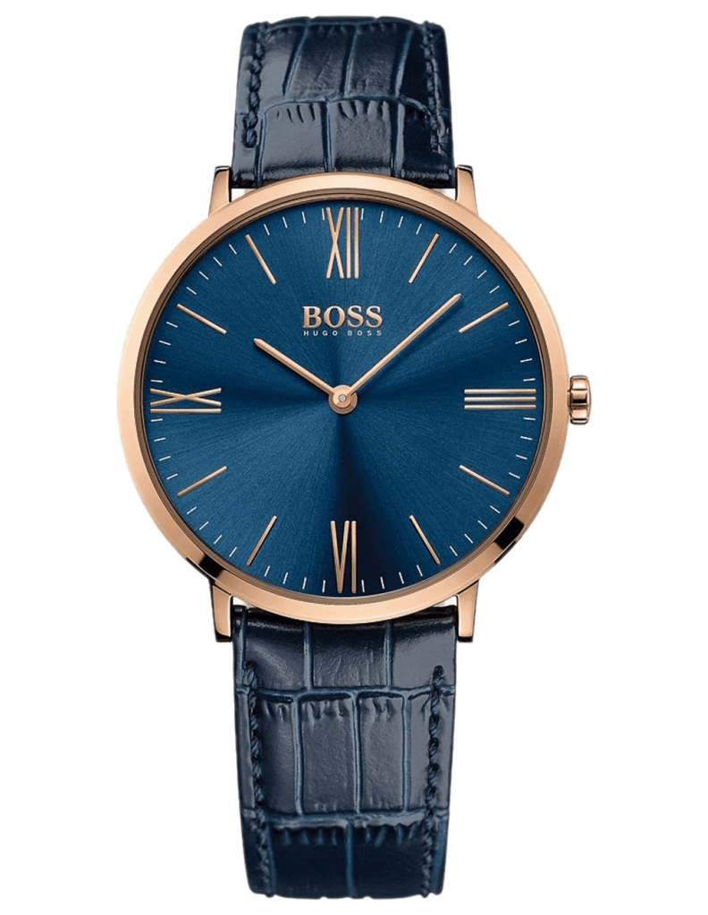 Hugo Boss Jackson Blue Dial Black Leather Strap Watch for Men - 1513371