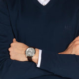 Hugo Boss Aeroliner Chronoraph White Dial Brown Leather Strap Watch For Men - 1512447