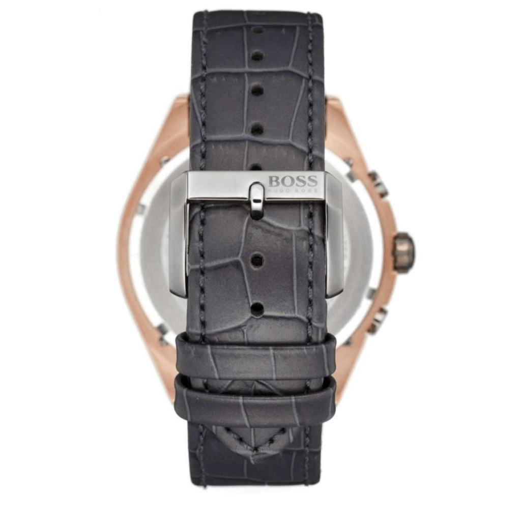 Hugo Boss Onyx Grey Dial Black Leather Strap Watch for Men - 1513366