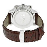 Hugo Boss Slim Chronograph White Dial Brown Leather Strap Watch For Men - 1513263
