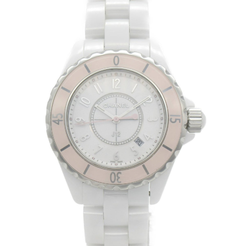 Chanel J12 Quartz Diamonds Pink Dial White Steel Strap Watch for Women - J12 H5513