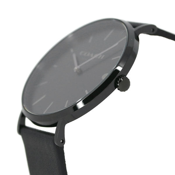 Coach Charles Black Dial Black Leather Strap Watch for Men - 14602434