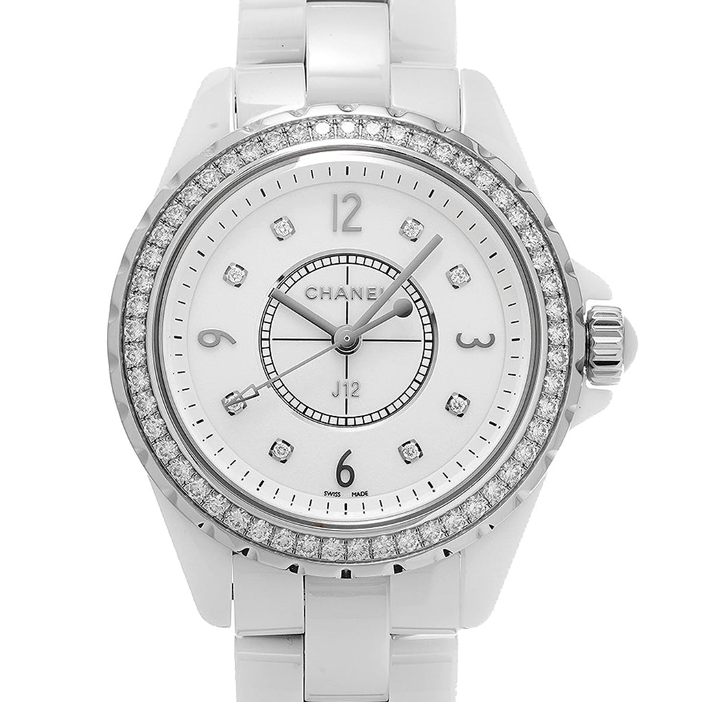 Chanel J12 Quartz Diamonds White Dial White Steel Strap Watch for Women - J12 H3110