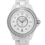 Chanel J12 Quartz Diamonds White Dial White Steel Strap Watch for Women - J12 H3110