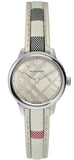 Burberry The Classic Guilloche Silver Dial Grey Leather Strap Watch for Women - BU10113