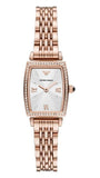 Emporio Armani Gianni T Bar Quartz Crystals White Dial Rose Gold Steel Strap Watch For Women - AR11406