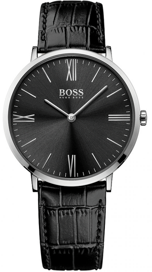 Hugo Boss Jackson Black Dial Black Leather Strap Watch for Men - 1513369