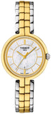 Tissot Flamingo Mother of Pearl White Dial Two Tone Steel Strap Watch For Women - T094.210.22.111.01
