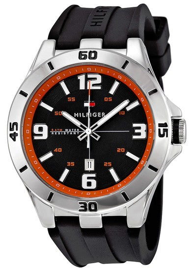 Tommy Hilfiger Drew Black Dial Black Rubber Strap Watch for Men - 1791064