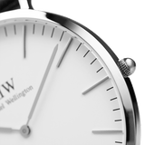 Daniel Wellington Classic Sheffield White Dial Black Leather Strap Watch For Men - DW00100020